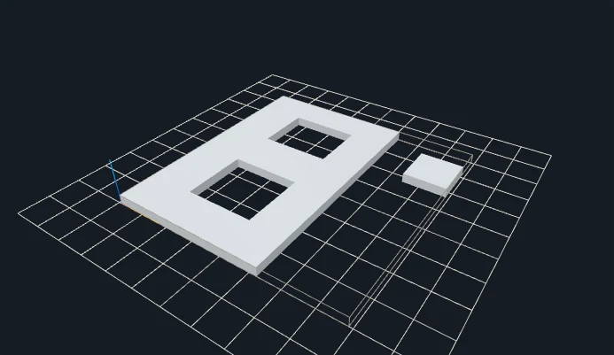 Actual silhouette mesh: A letter-like shape with holes and an island